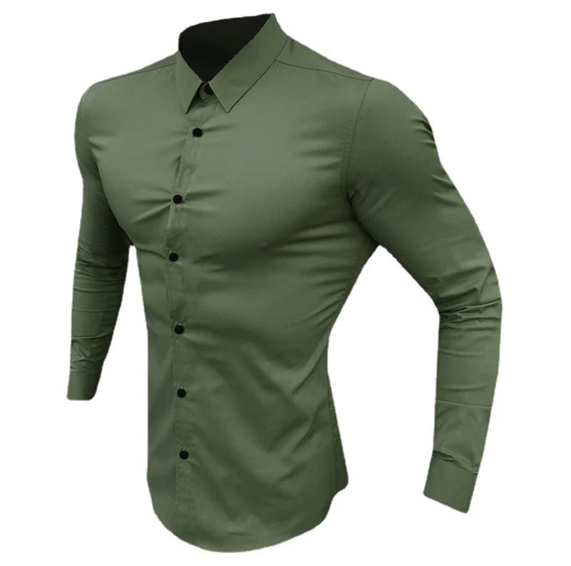 Men Solid Casual Dress Shirt