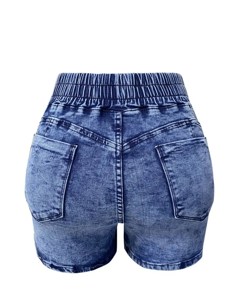 Lace-Up Denim Shorts