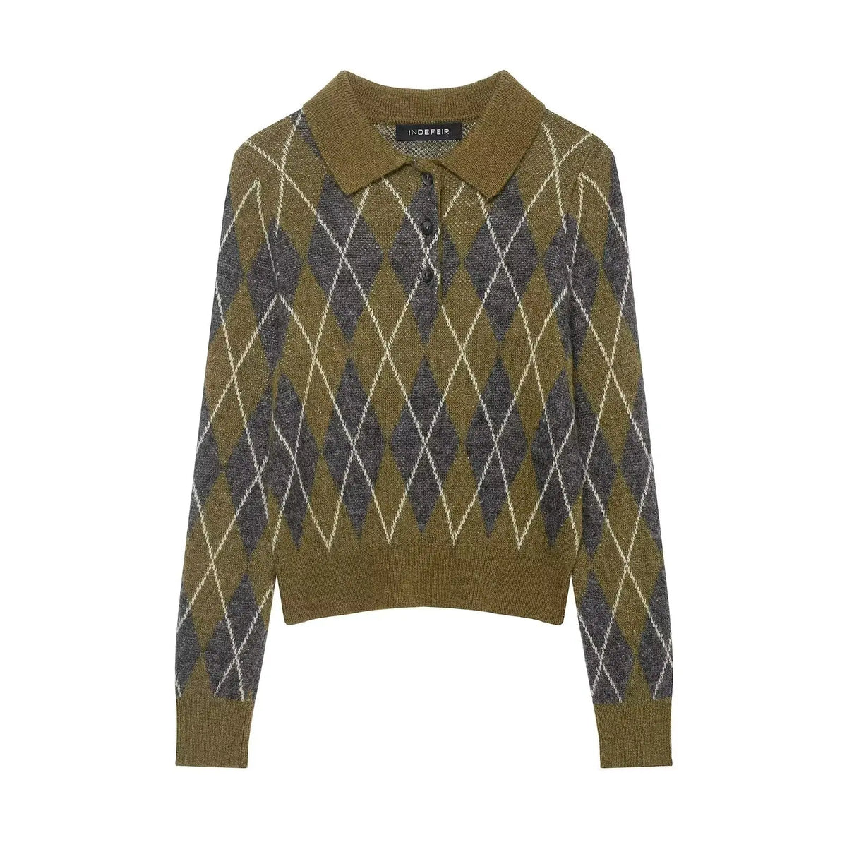 Argyle Polo Collar Sweater
