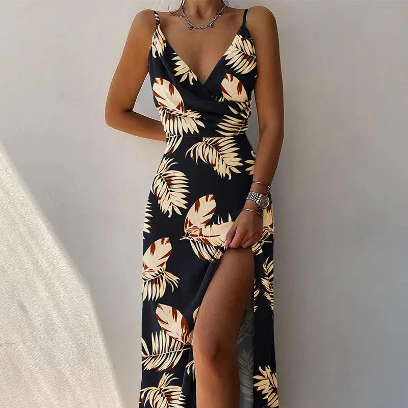 Gradient V-Neck Maxi Dress