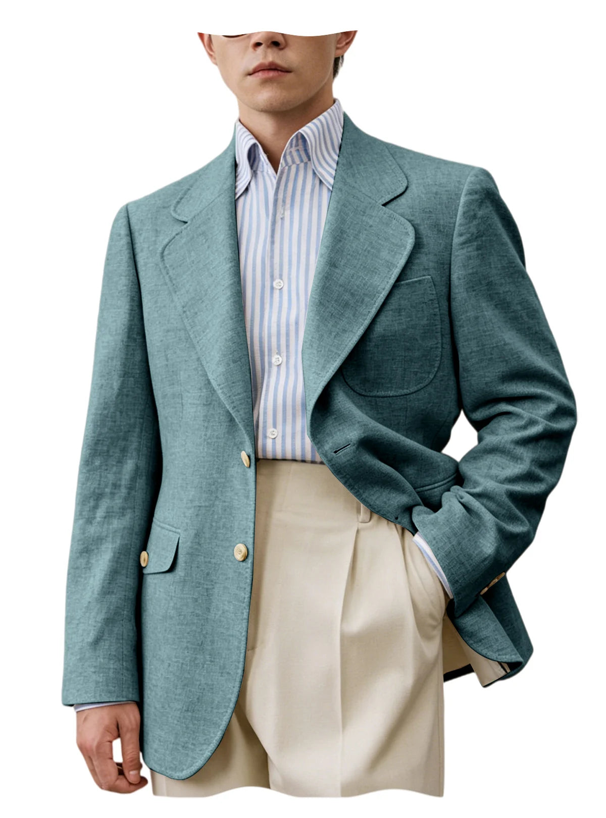 Linen Notch-Lapel Casual Blazer
