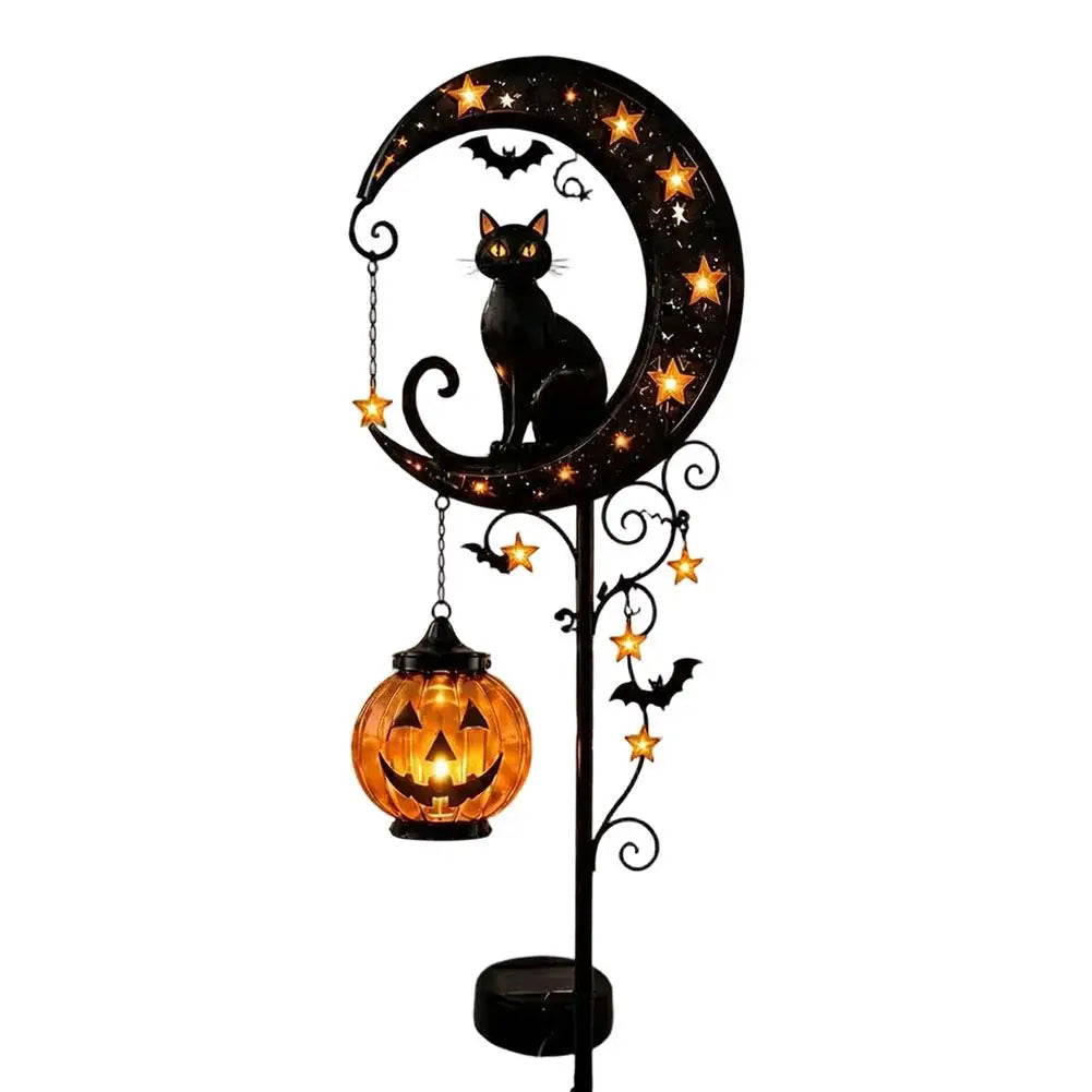 Black Cat Pumpkin Garden Lamp