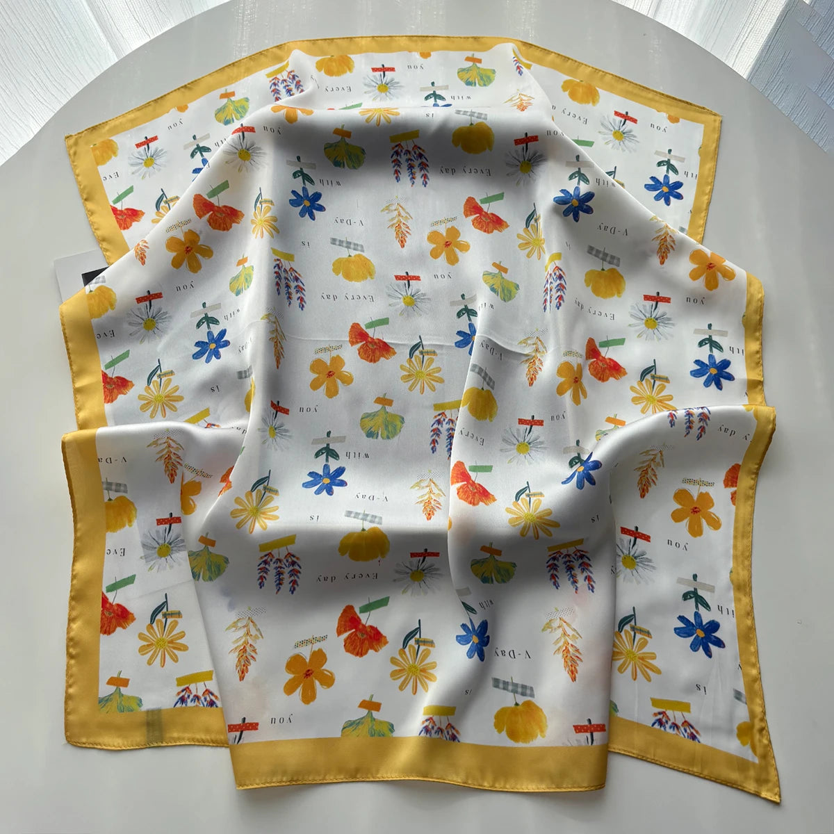 Floral Print Silk Shawl Scarf
