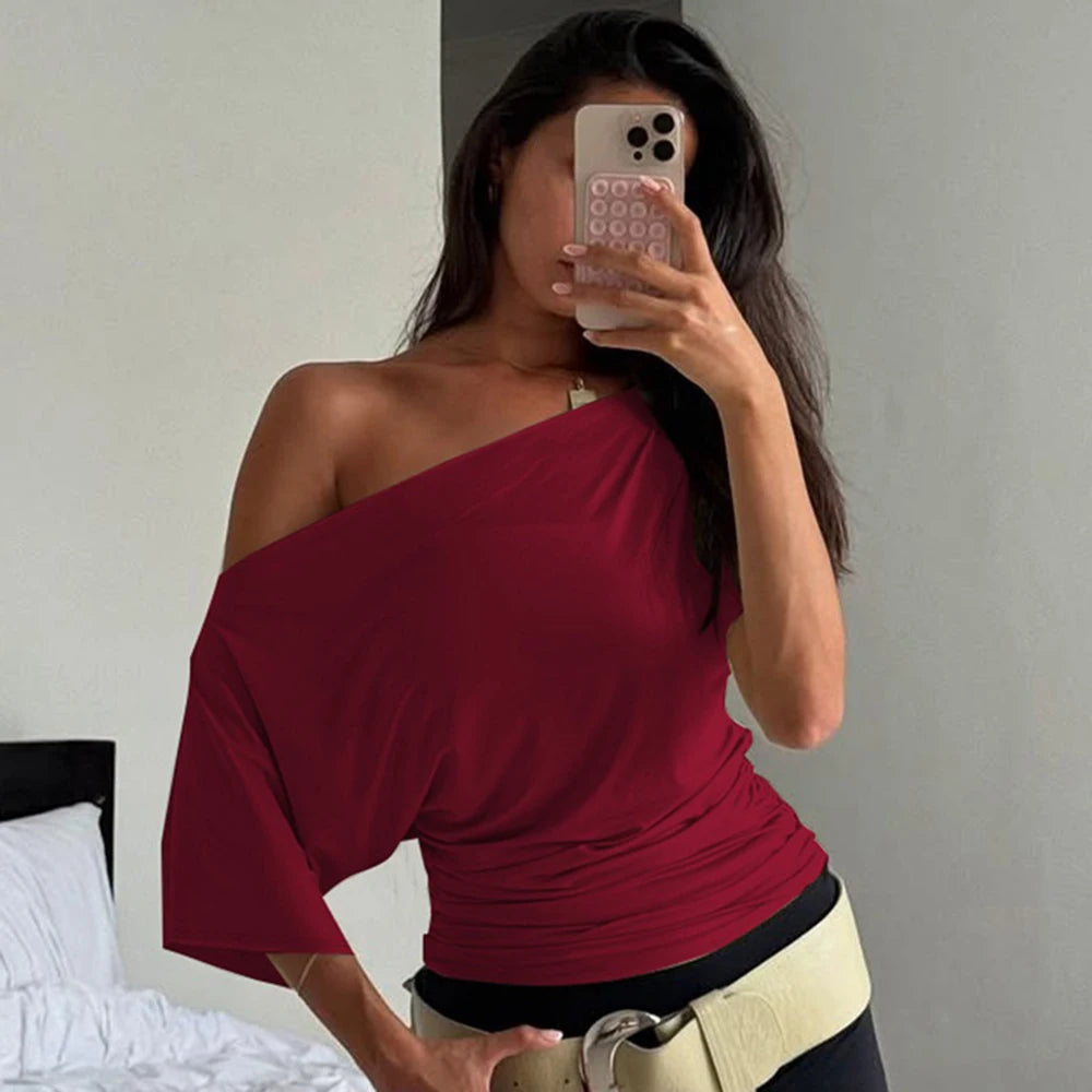 One-Shoulder Short-Sleeve Top