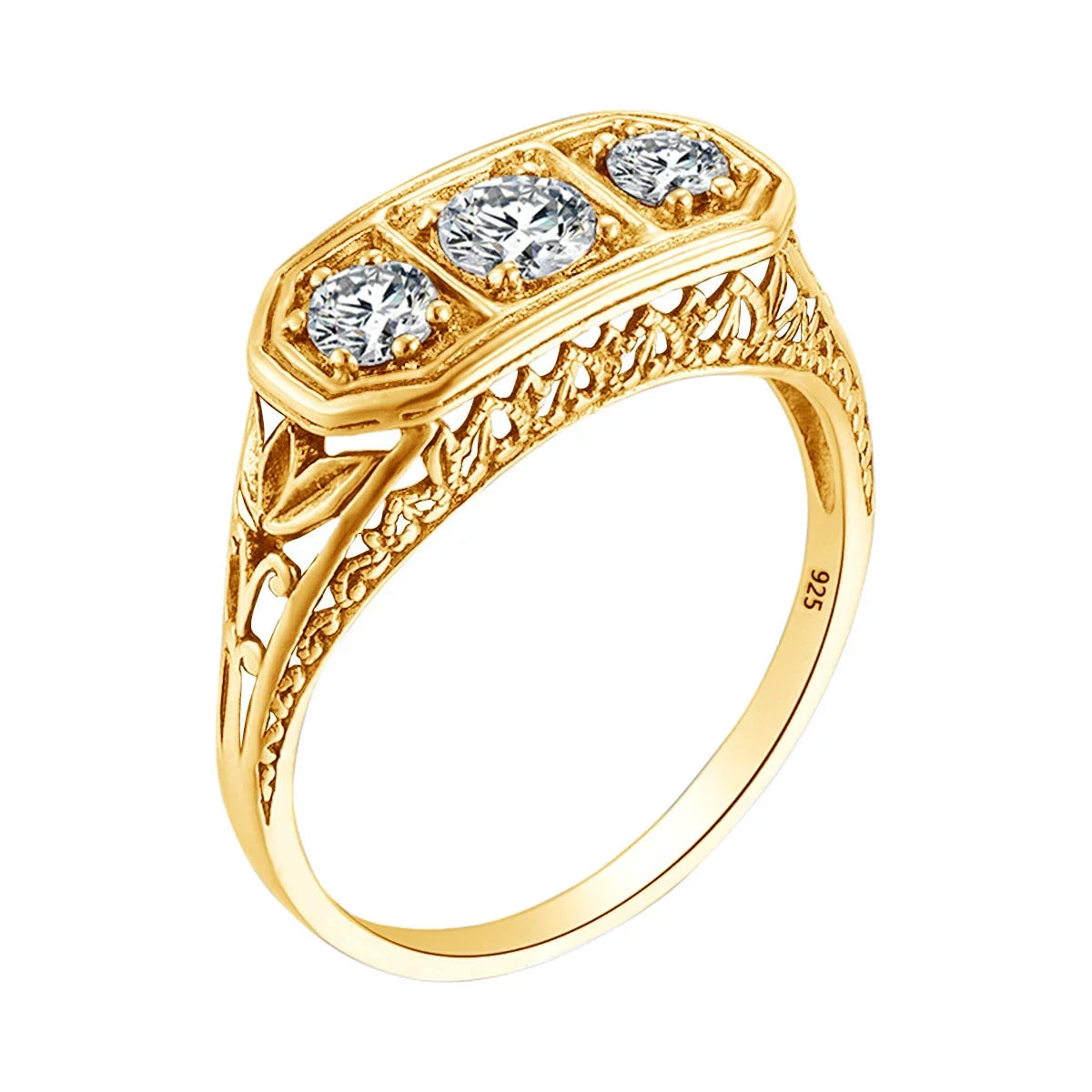 3 Stone Moissanite Ring