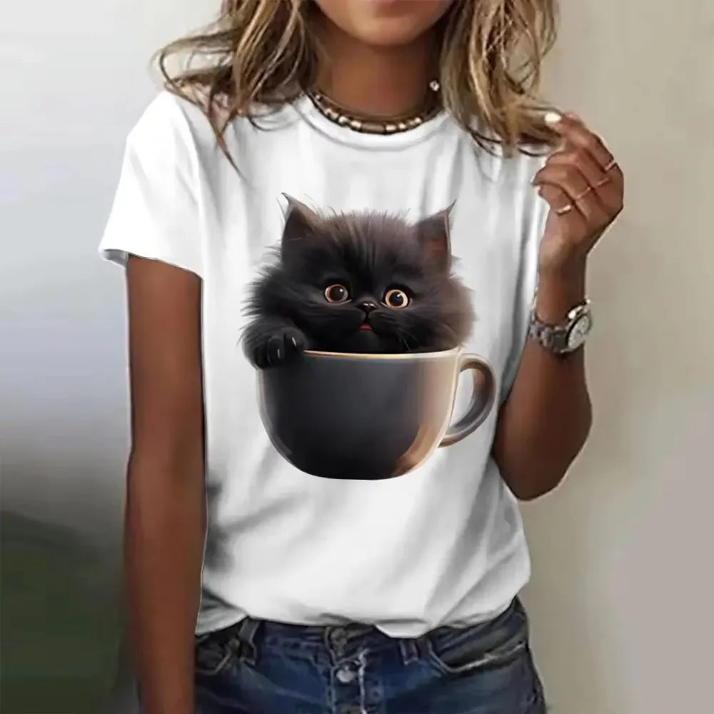 Angry Cat Graphic T-Shirt