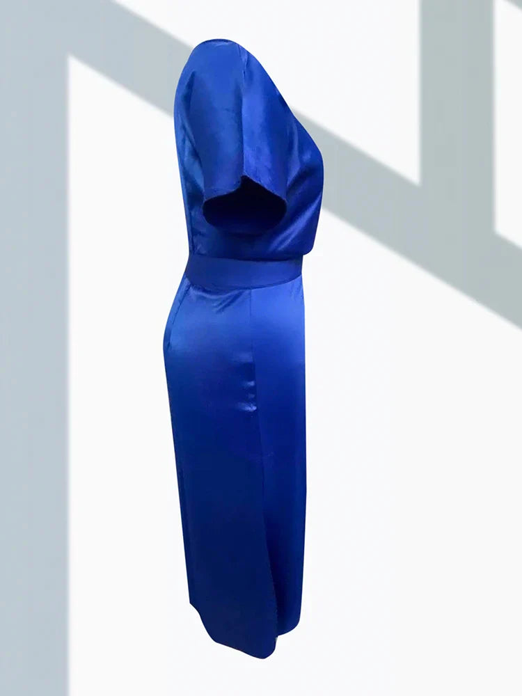 Asymmetric V-Neck Maxi Dress