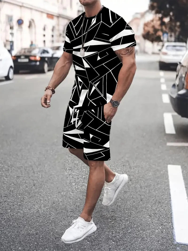 Letter Print T-Shirt Shorts Set