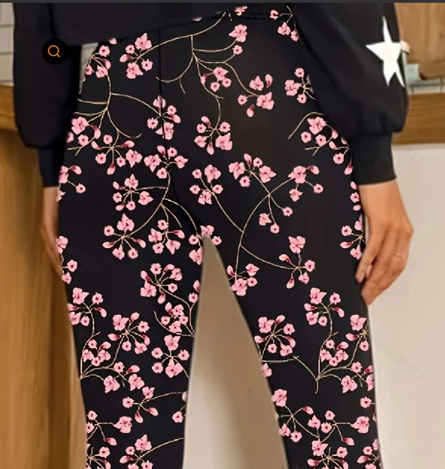 Floral Print Basic Leggings