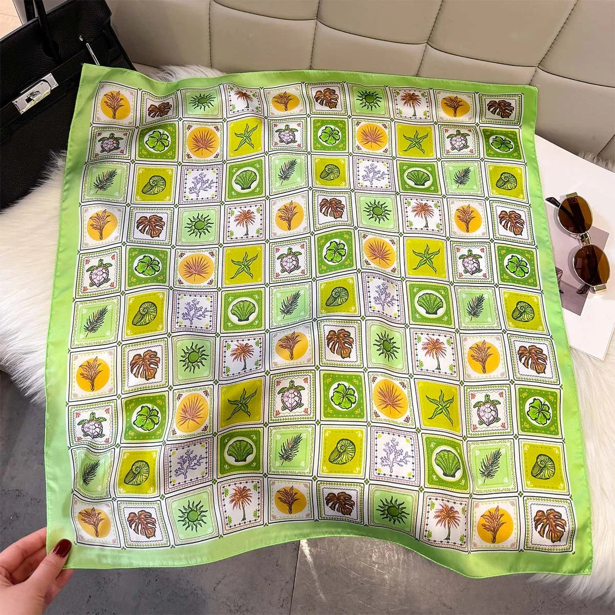 Tropical Print Square Scarf