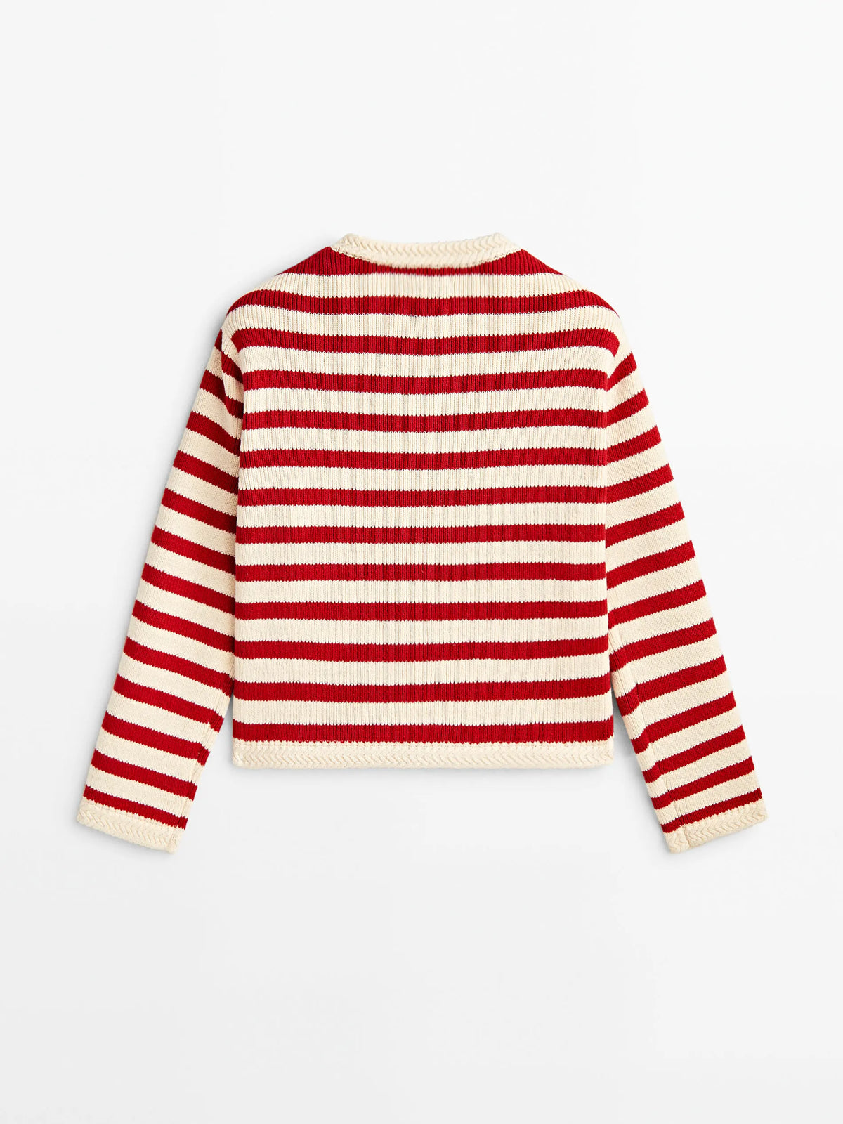 Red Striped Button Cardigan