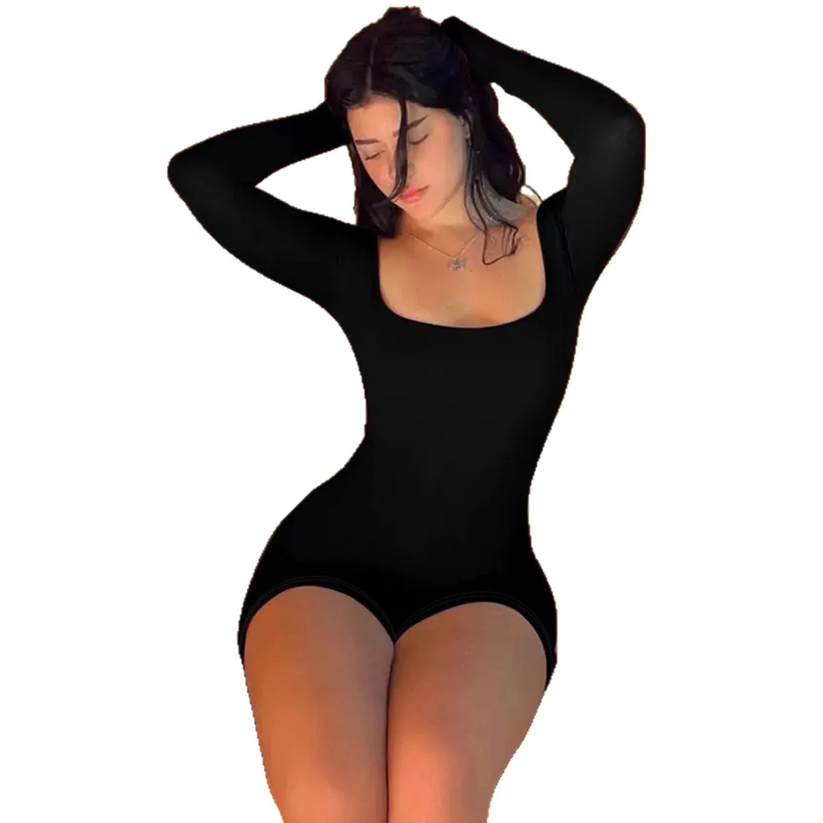 Square-Neck Long-Sleeve Bodysuit