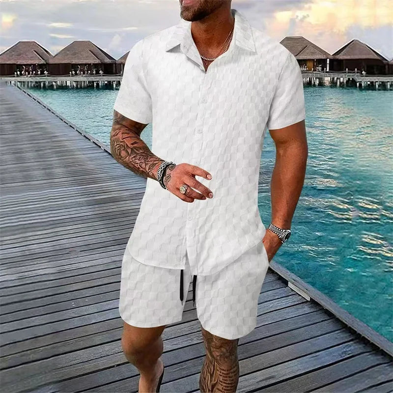 Blended Short-Sleeve Shorts Suit