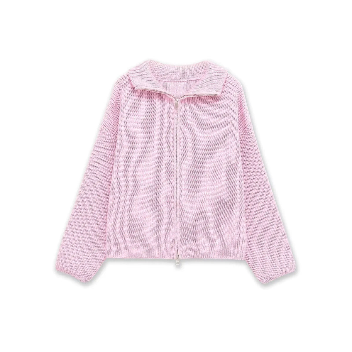 Striped Zip-Up Knit Cardigan