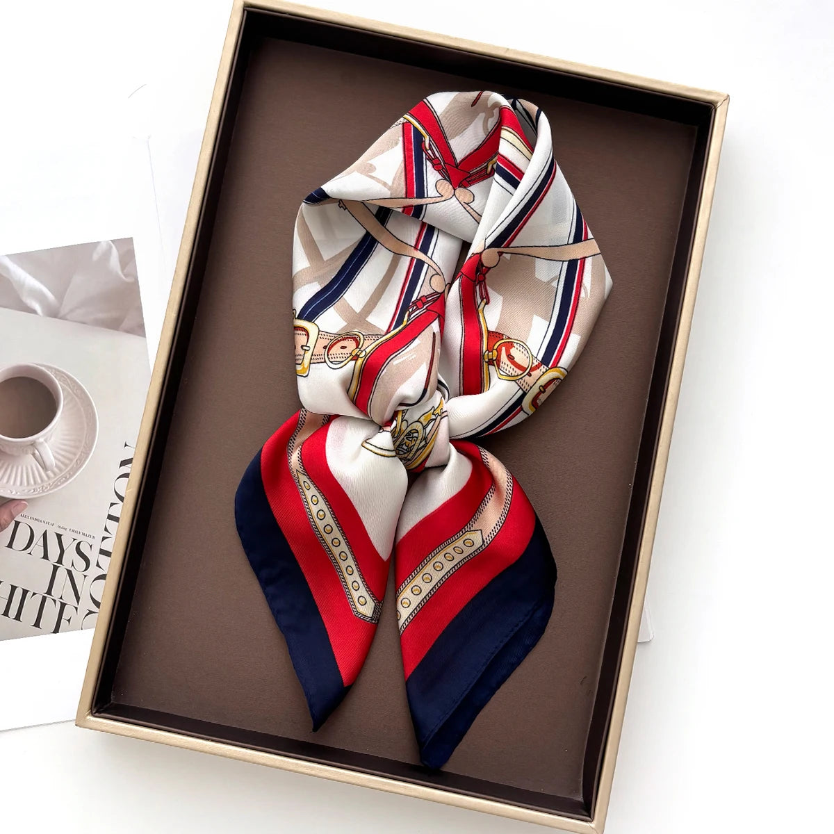 Print Silk Feeling Hairband Scarf