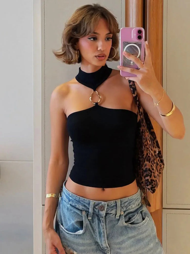 Turtleneck Buckle Tank Top