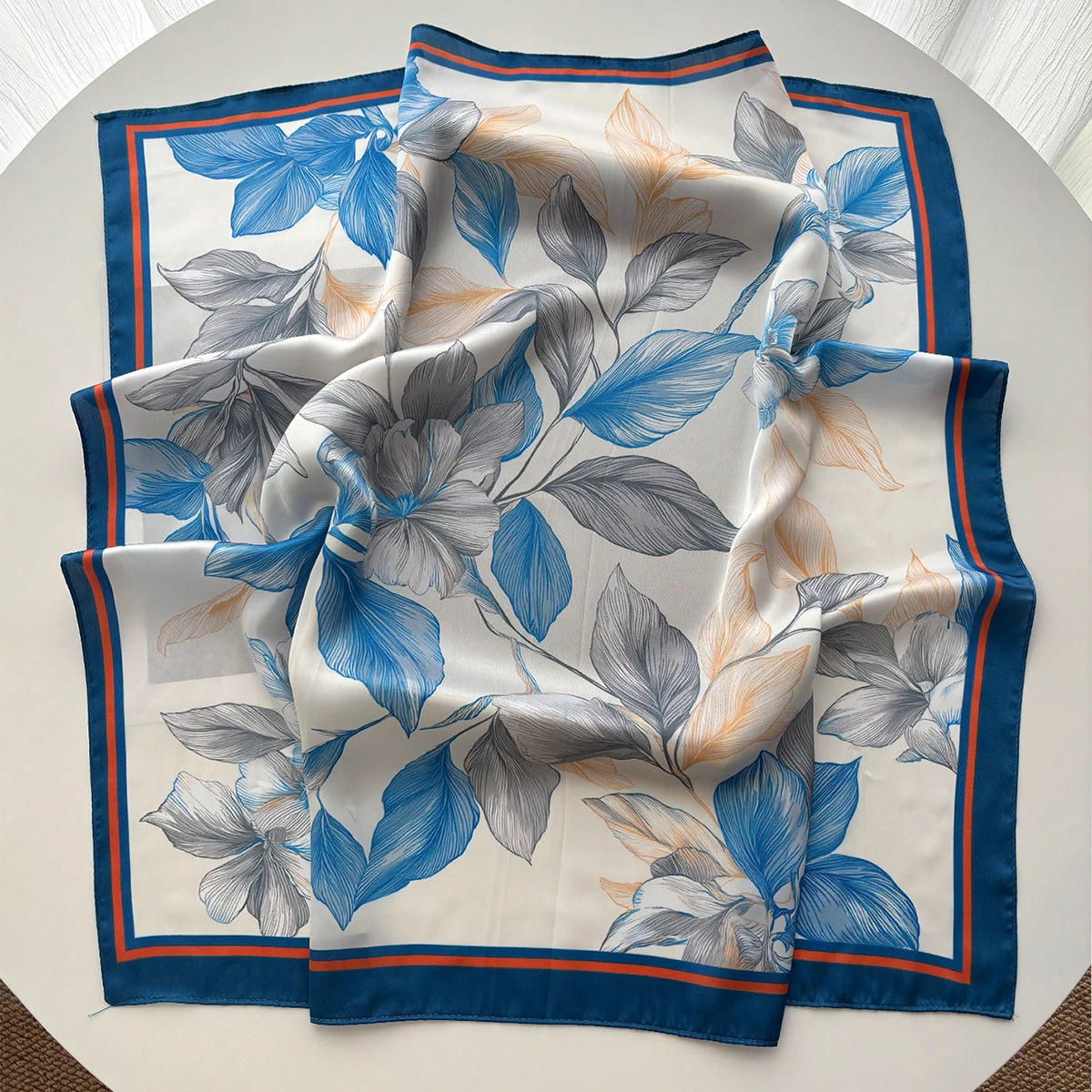 Floral Print Silk Hairband Scarf