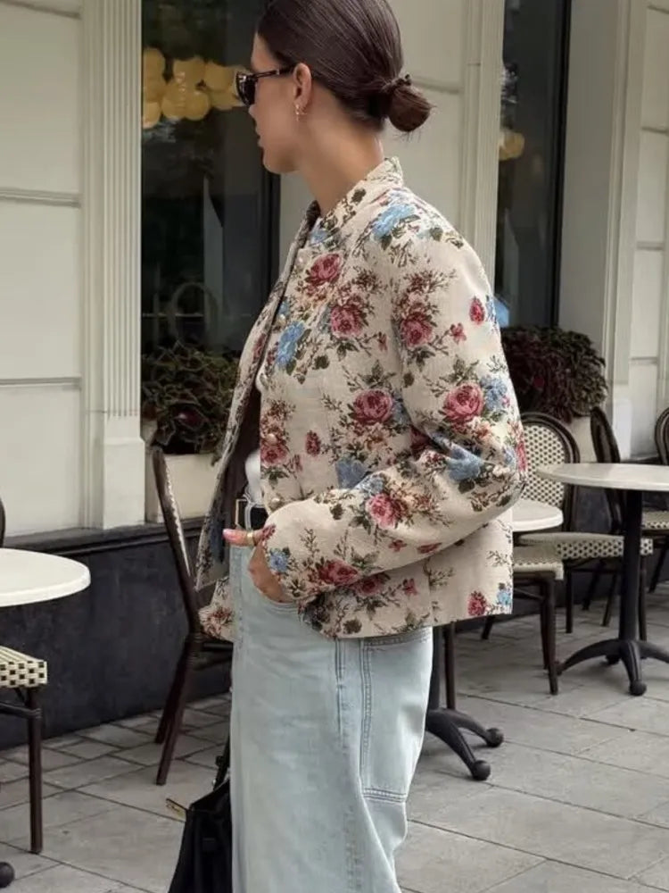 Printed Round Neck Jacket