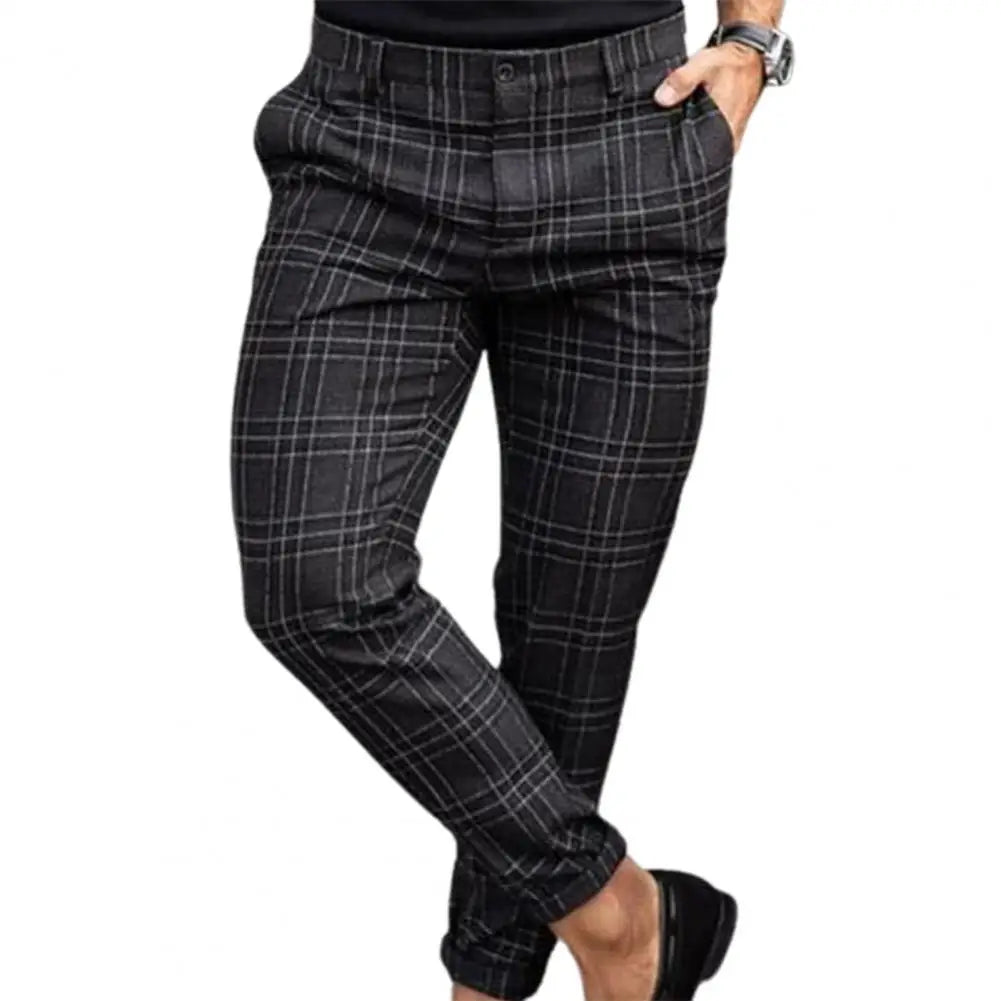 Vintage Checkered Cotton Pencil Pants
