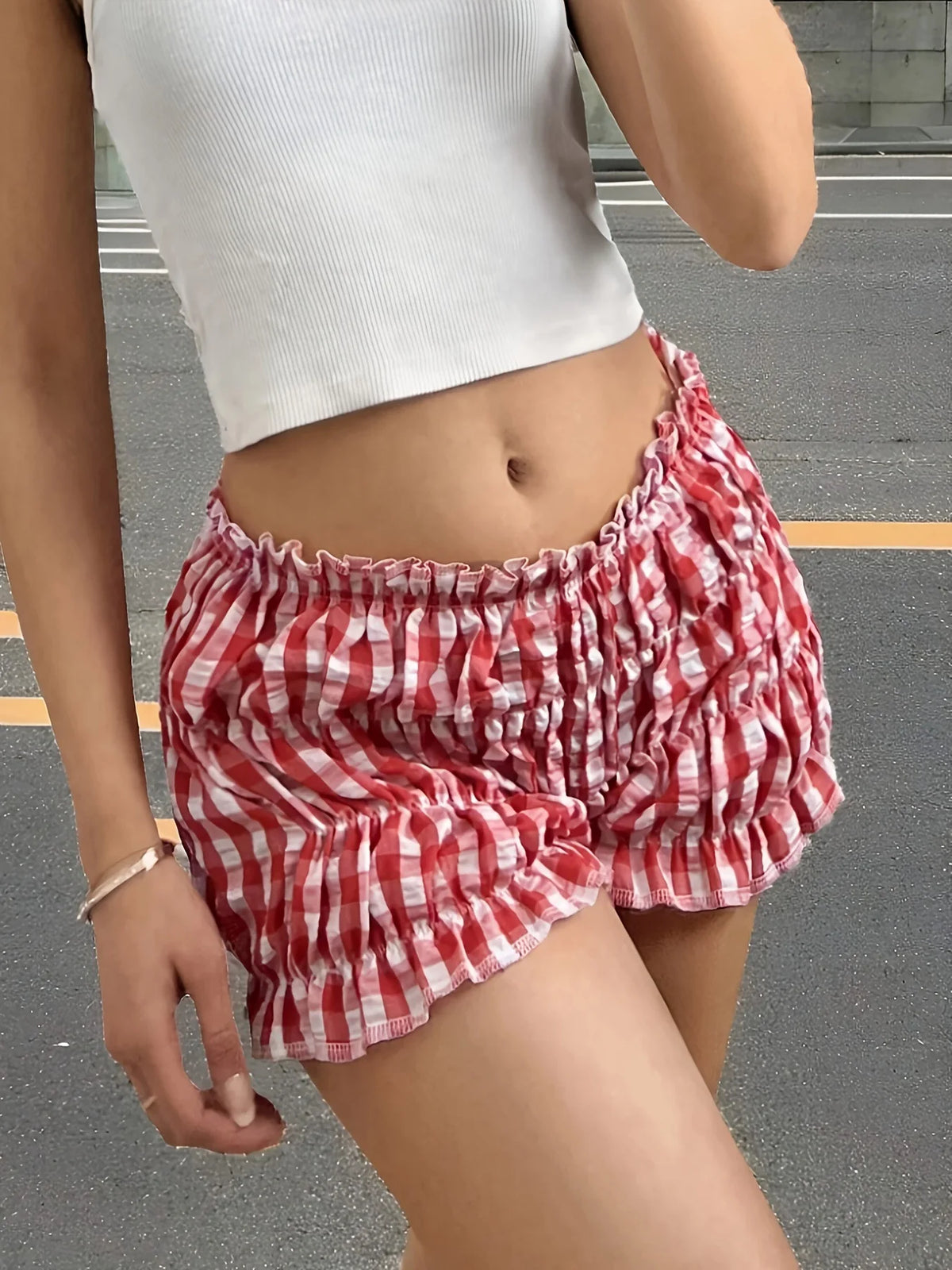Plaid Pleated Shorts