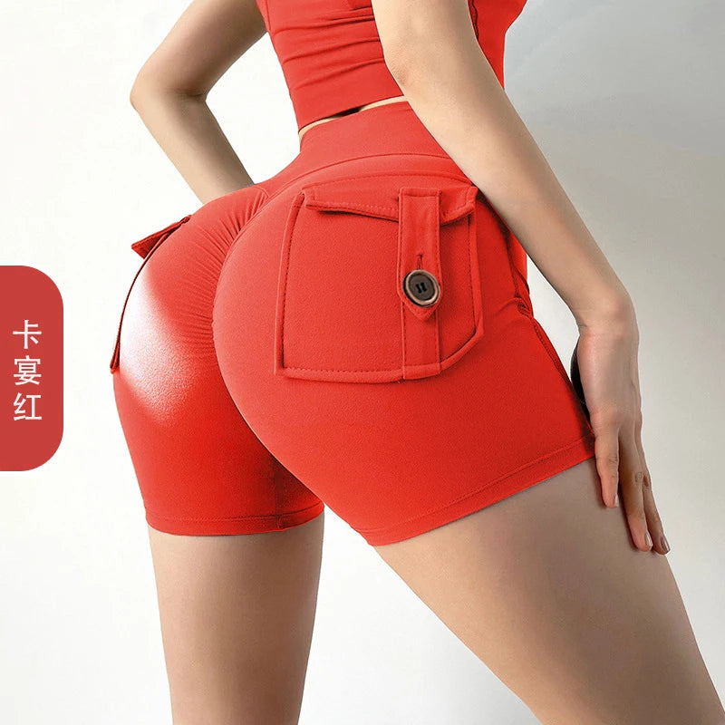 Nylon Ruched Waistband Shorts