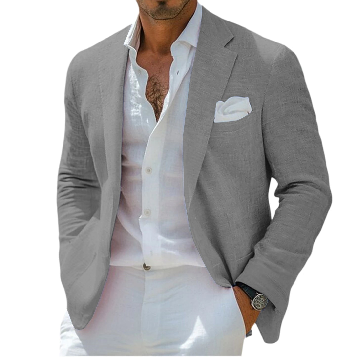 Linen Blend Notch-Lapel Sport Coat