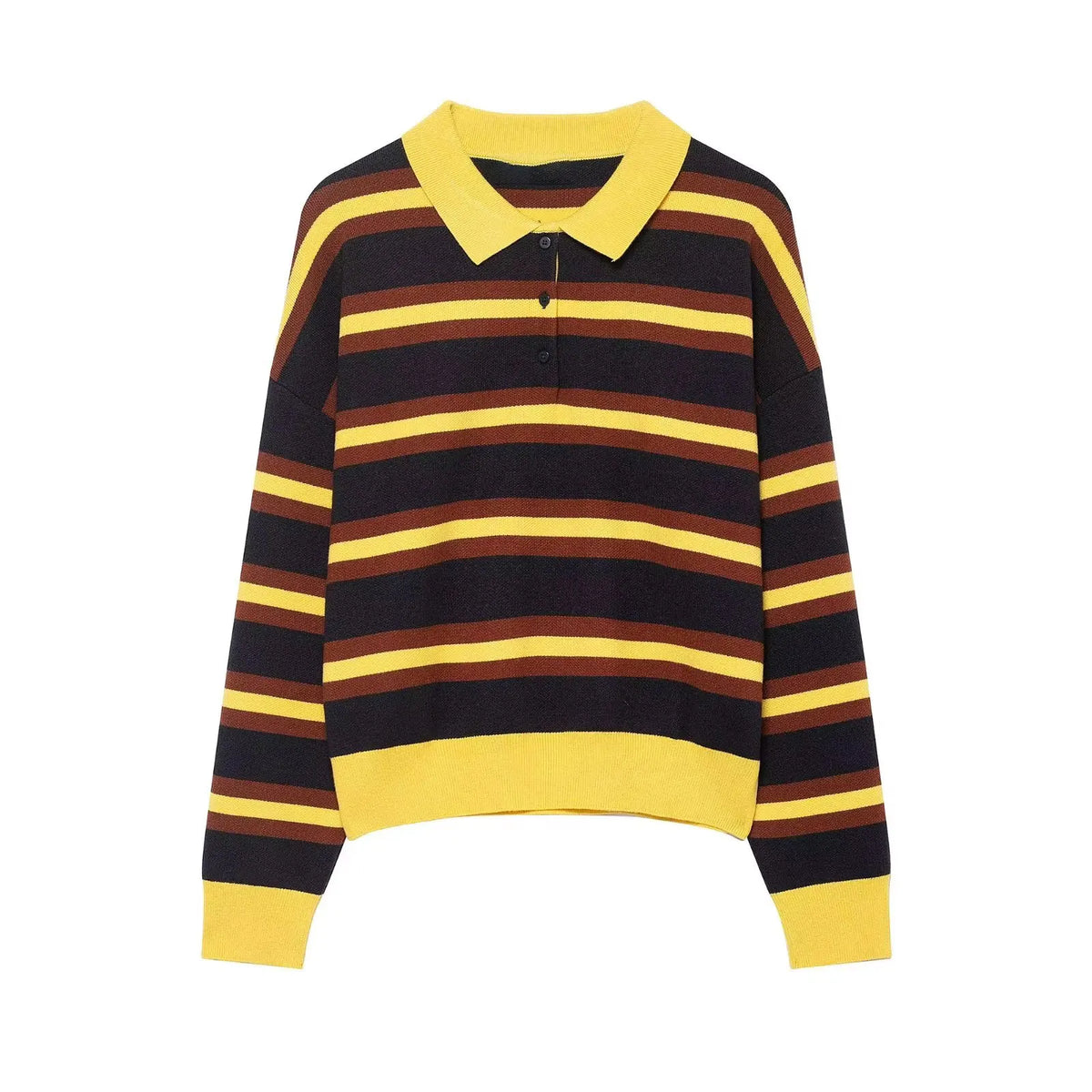 Striped Collared Knit Sweater