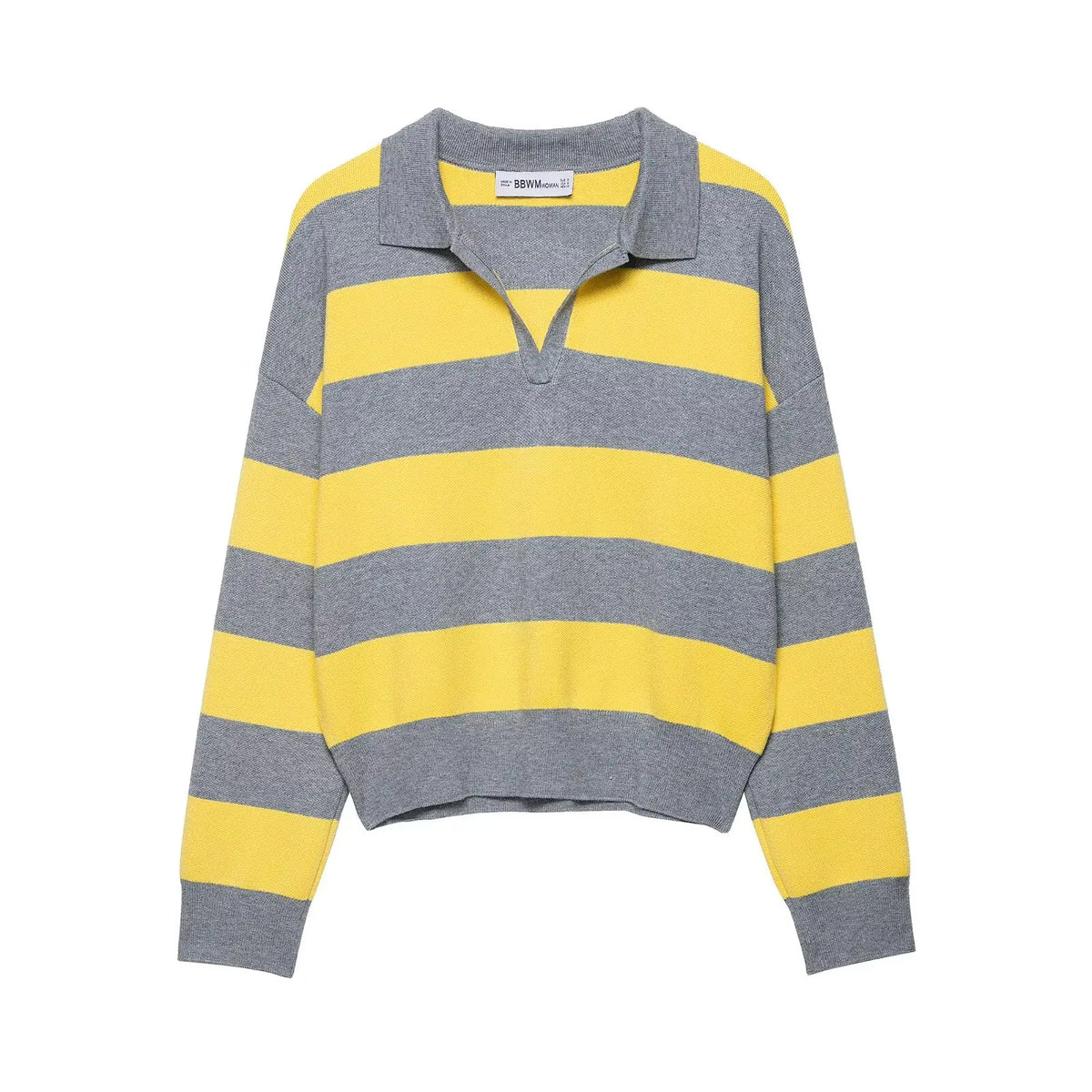 Striped Knit Polo Sweater