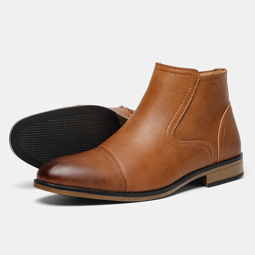 Leather Ankle Zip Boots