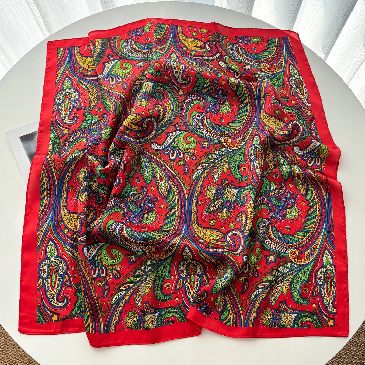 Cashew Print Silk Square Scarf