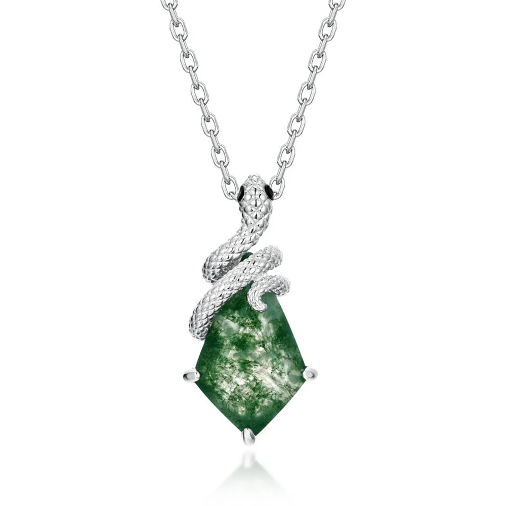 Moss Agate Snake Pendant