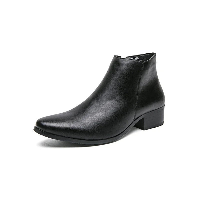 Black Leather Chelsea Ankle Boots