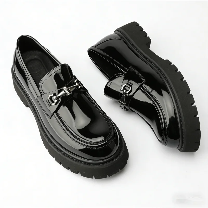 Leather Chunky Metal Shoes