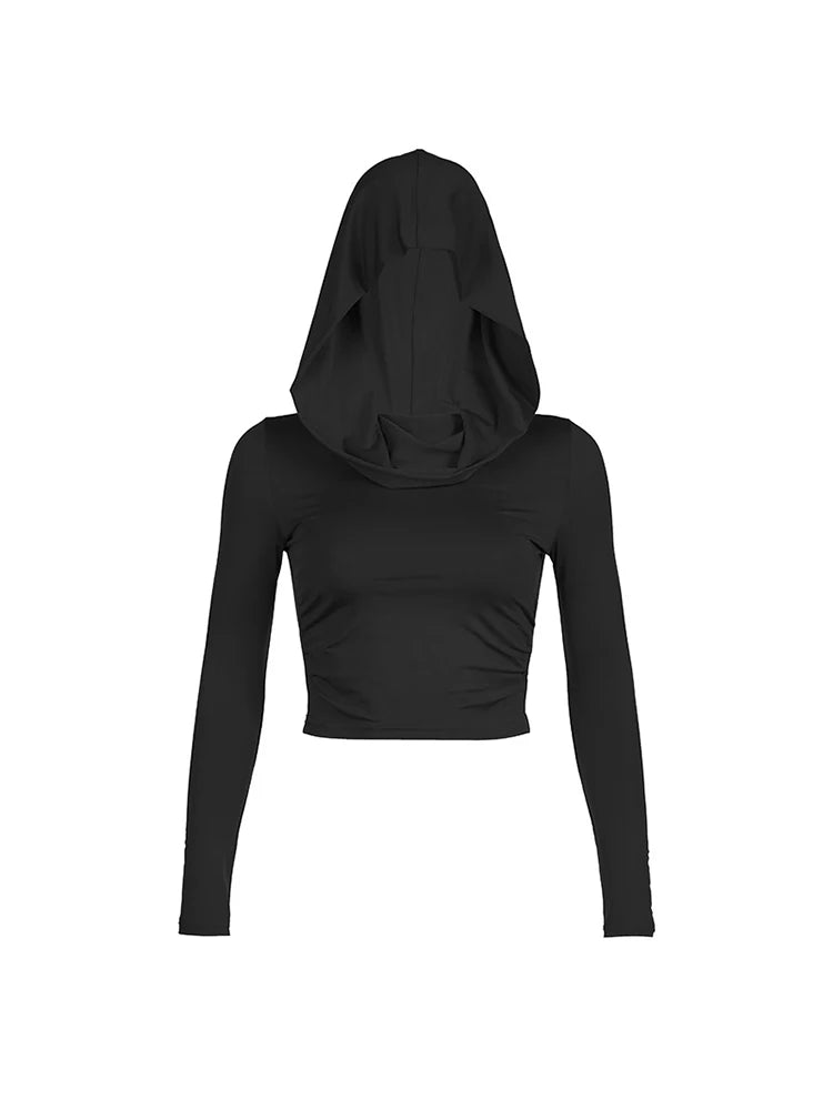 Hooded Long-Sleeve Crop Top