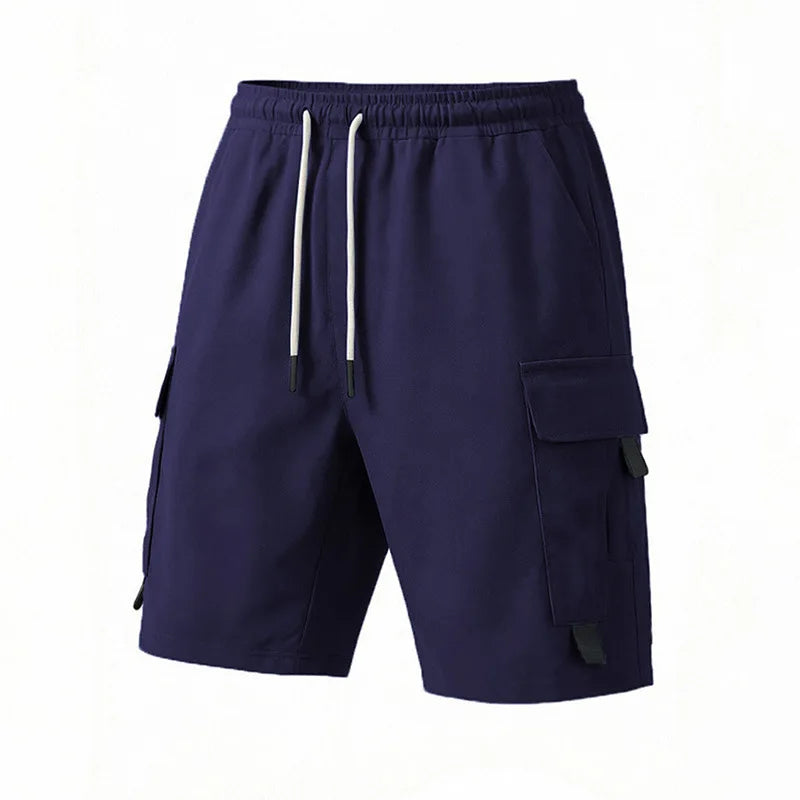 Cargo Shorts Drawstring Buckle Pockets