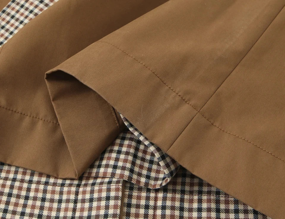Reversible Plaid Trench Coat