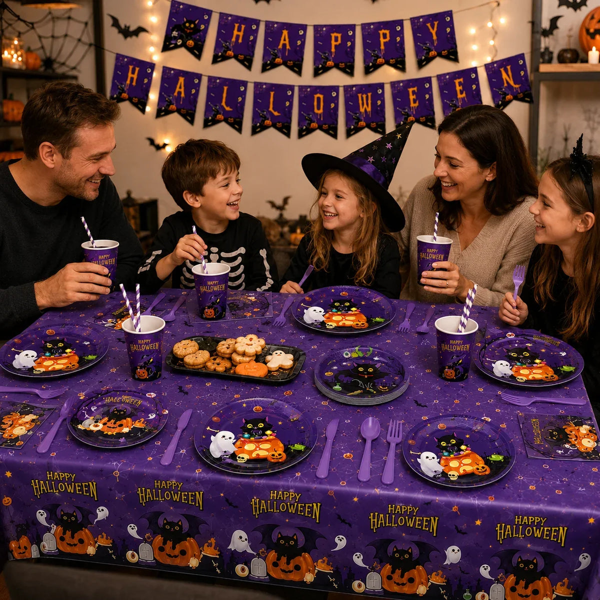 Black Cat Pumpkin Tableware Set