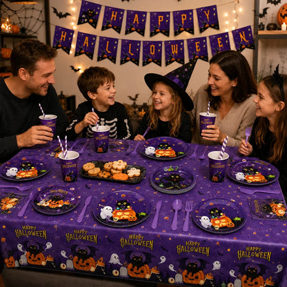 Black Cat Pumpkin Tableware Set