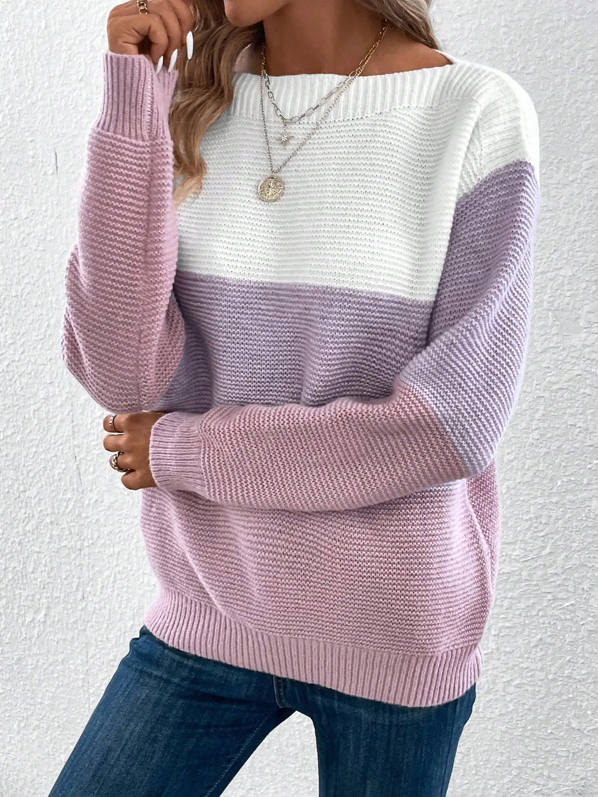 Three-Color Patchwork Sweater