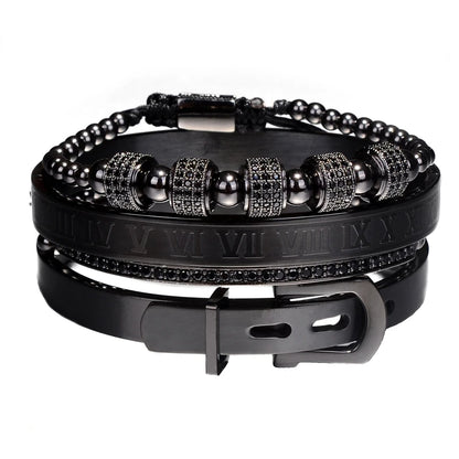 Elite Roman & Geometric 4-Piece Bracelet Set