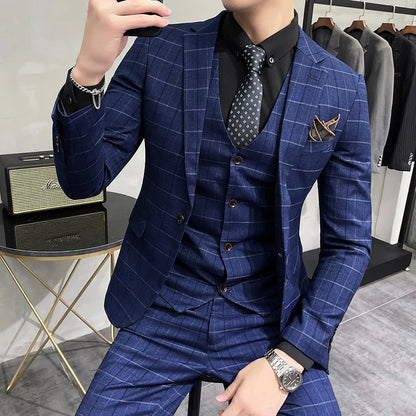 Luxury Plaid Groom Wedding Tuxedo