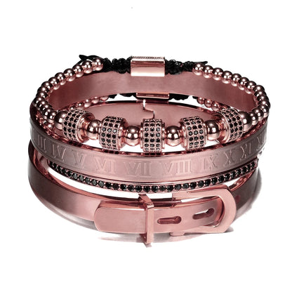 Elite Roman & Geometric 4-Piece Bracelet Set