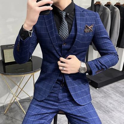 Luxury Plaid Groom Wedding Tuxedo