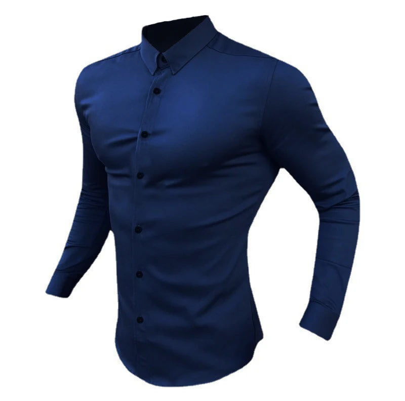 Men Solid Casual Dress Shirt