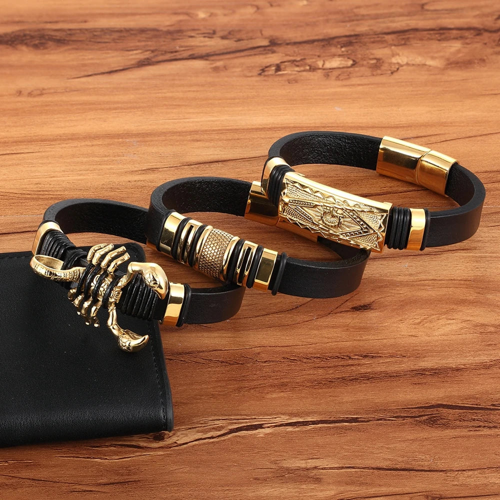 Luxury Business Braided Leather Bracelet