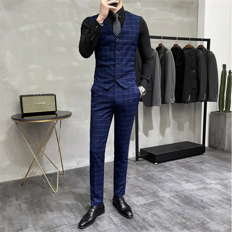 Luxury Plaid Groom Wedding Tuxedo