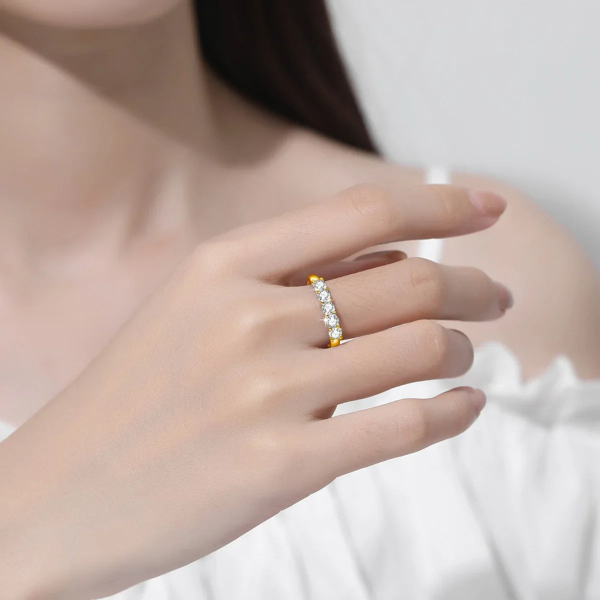 18K Gold Moissanite Ring