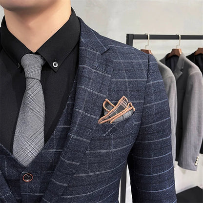 Luxury Plaid Groom Wedding Tuxedo