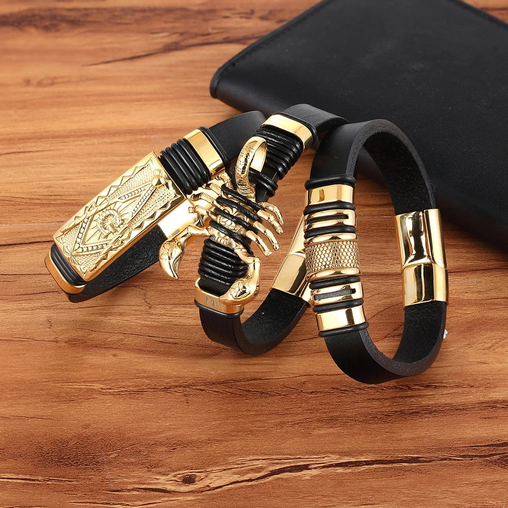 Luxury Business Braided Leather Bracelet