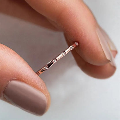 Geometric Zircon Wedding Band Set